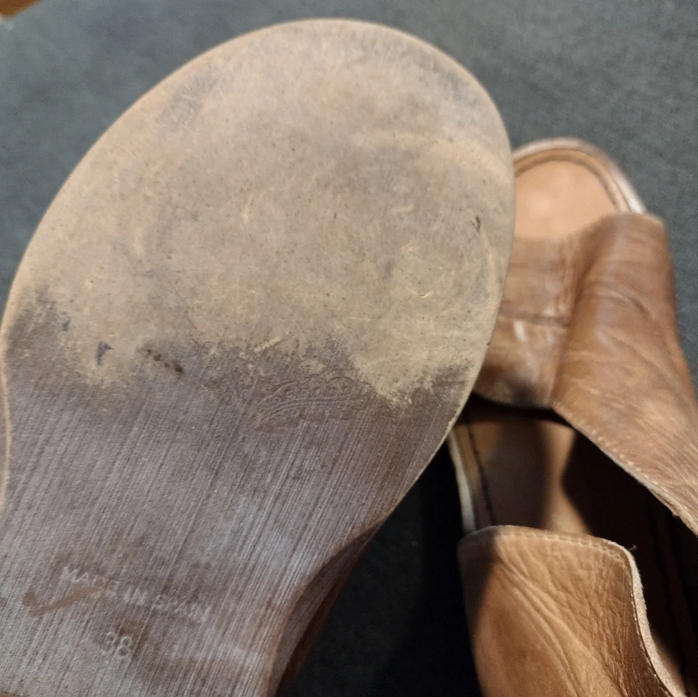 FREE PEOPLE D'orsay Distressed Leather Sandals Shoes - Picture 9 of 11